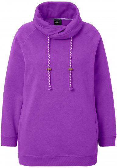 Ulla Popken Drawstring Collar Long Sleeve Sweatshirt Purple - Puloverji & jopice - 