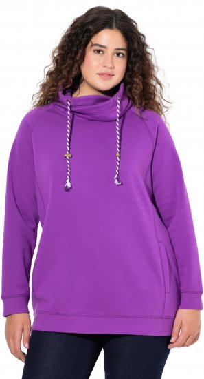 Ulla Popken Drawstring Collar Long Sleeve Sweatshirt Purple - Puloverji & jopice - 
