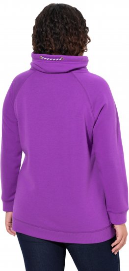 Ulla Popken Drawstring Collar Long Sleeve Sweatshirt Purple - Puloverji & jopice - 