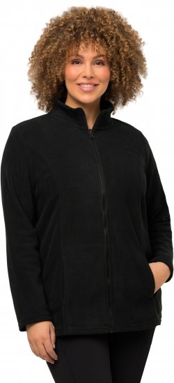 Ulla Popken Modular Fleece Zip Front Jacket Black - Puloverji & jopice - 