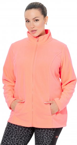 Ulla Popken Modular Fleece Zip Front Jacket Neon Pink - Puloverji & jopice - 