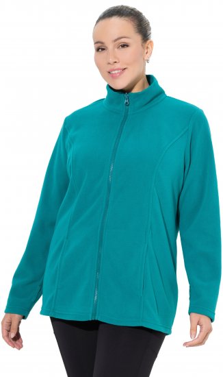 Ulla Popken Modular Fleece Zip Front Jacket Emerald - Puloverji & jopice - 