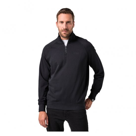 JP1880 Sweatshirt Half-Zip Stomach Fit Black - Puloverji & jopice - Moški Puloverji & Jopice za Močnejše Postave