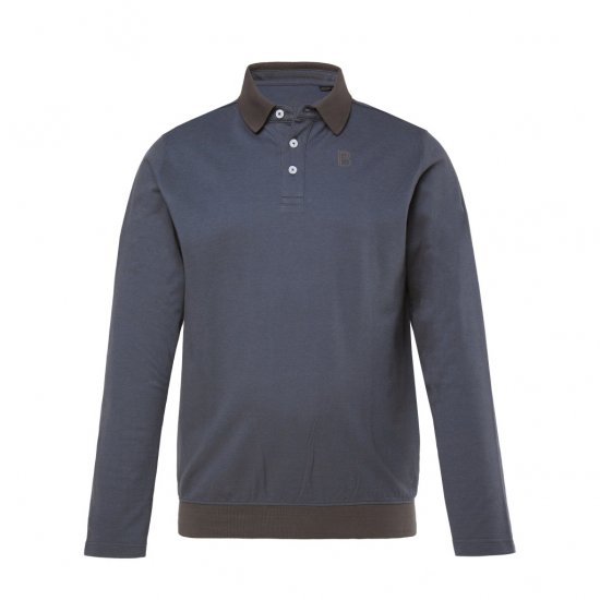 Boston Park Polo Shirt Long Sleeve Pique Grey - Polo majice - Moške Polo Majice za Močnejše Postave