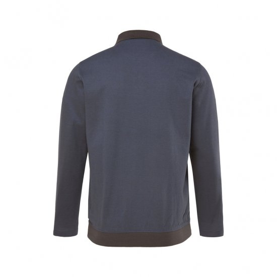 Boston Park Polo Shirt Long Sleeve Pique Grey - Polo majice - Moške Polo Majice za Močnejše Postave