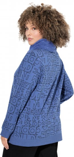 Ulla Popken Teddy Collar Printed Sweatshirt Atlantic Blue - Puloverji & jopice - 