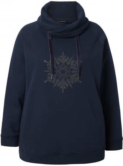 Ulla Popken Rhinestone Snowflake Turtleneck Sweatshirt Navy - Puloverji & jopice - 