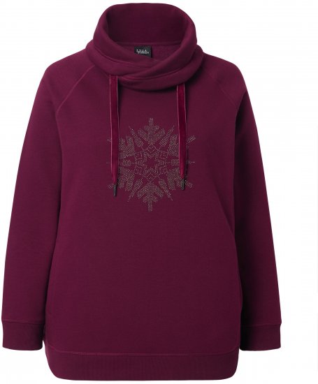 Ulla Popken Rhinestone Snowflake Turtleneck Sweatshirt Dark Ruby - Puloverji & jopice - 