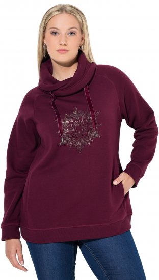 Ulla Popken Rhinestone Snowflake Turtleneck Sweatshirt Dark Ruby - Puloverji & jopice - 