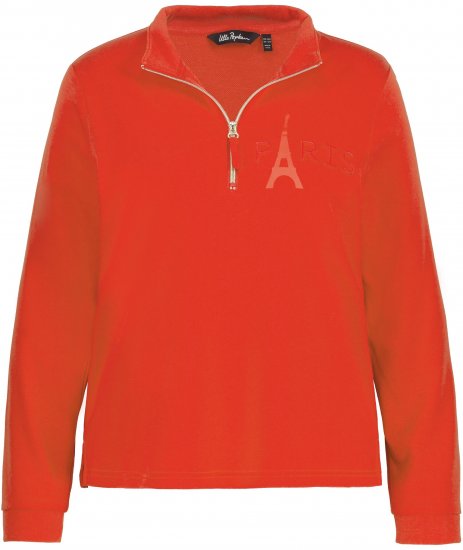 Ulla Popken PARIS Theme Zip Neck Sweatshirt Light Red - Puloverji & jopice - 