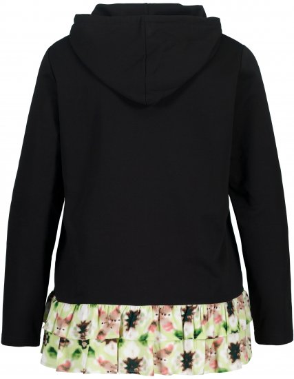 Ulla Popken Ruffle Hem A-line Fit Hooded Sweatshirt Black - Puloverji & jopice - 