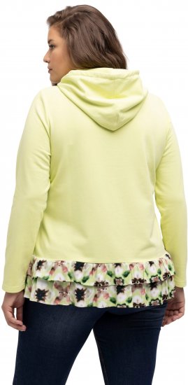 Ulla Popken Ruffle Hem A-line Fit Hooded Sweatshirt Lime Green - Puloverji & jopice - 