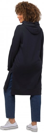 Ulla Popken Extra Long Abstract Graphic Hoodie Navy - Puloverji & jopice - 
