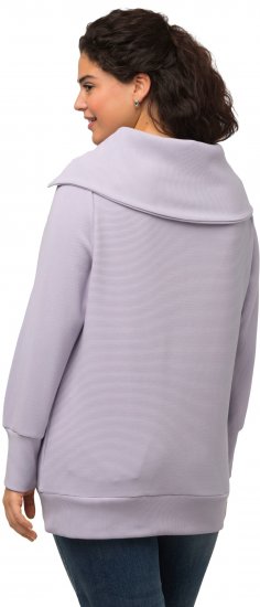 Ulla Popken Long Sleeve Troyer Collar Sweatshirt Pastel Lilac - Puloverji & jopice - 