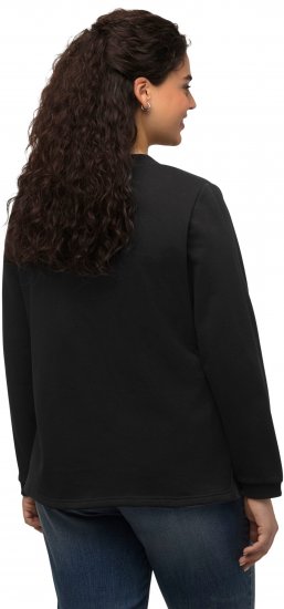 Ulla Popken Flock Print Long Sleeve Crew Neck Sweatshirt Black - Puloverji & jopice - 