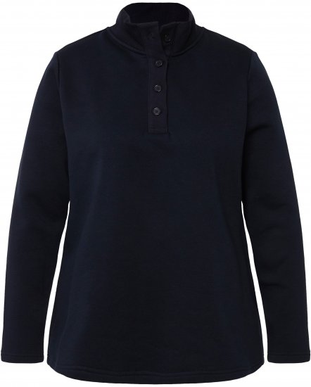 Ulla Popken Collared Long Sleeve Sweatshirt Navy - Puloverji & jopice - 