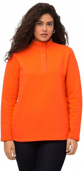 Ulla Popken Collared Long Sleeve Sweatshirt Tangerine - Puloverji & jopice - 