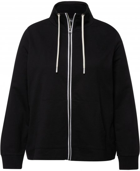 Ulla Popken Contrast Color Zip Up Sweatshirt Black - Puloverji & jopice - 