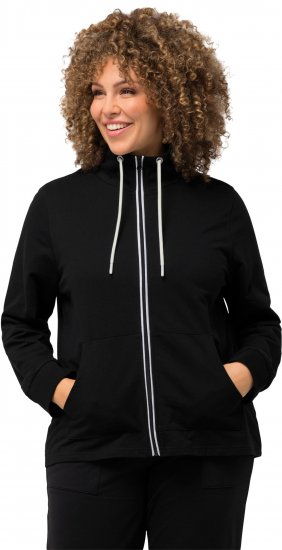 Ulla Popken Contrast Color Zip Up Sweatshirt Black - Puloverji & jopice - 