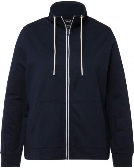 Ulla Popken Contrast Color Zip Up Sweatshirt Navy - Puloverji & jopice - 