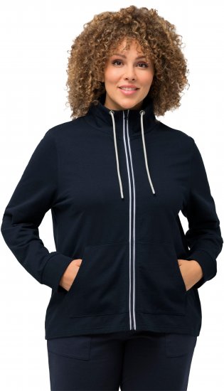 Ulla Popken Contrast Color Zip Up Sweatshirt Navy - Puloverji & jopice - 