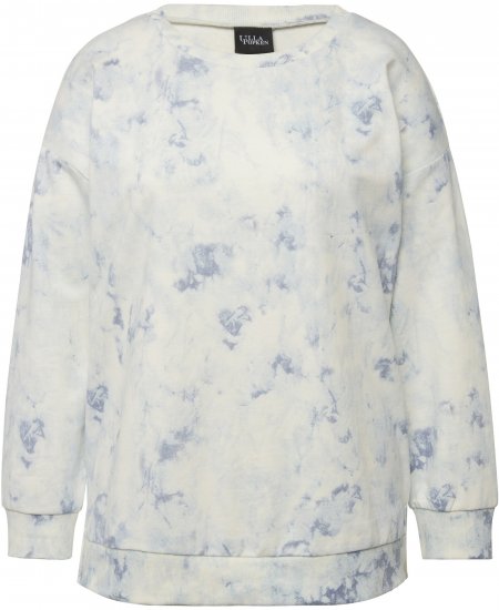 Ulla Popken Tie-Dyed Long Sleeve Sweatshirt Snow White - Puloverji & jopice - 