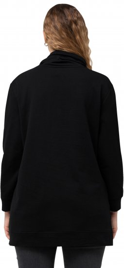 Ulla Popken GLOW Lettered Collared Sweatshirt Black - Puloverji & jopice - 