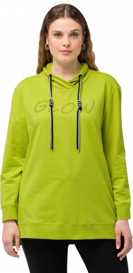Ulla Popken GLOW Lettered Collared Sweatshirt Apple Green - Puloverji & jopice - 
