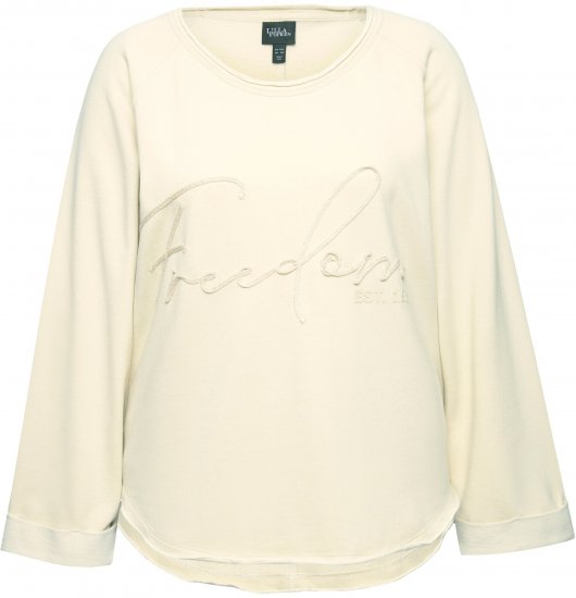 Ulla Popken Embroidered Freedom Rolled Edge Sweatshirt Sand - Puloverji & jopice - 