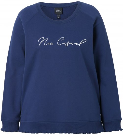 Ulla Popken NEW CASUAL Ruffled Hem Sweatshirt Navy - Puloverji & jopice - 