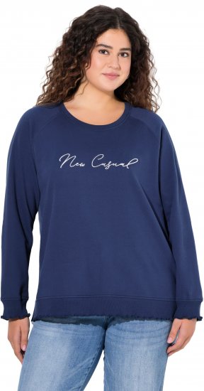 Ulla Popken NEW CASUAL Ruffled Hem Sweatshirt Navy - Puloverji & jopice - 