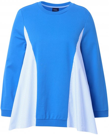 Ulla Popken Pinstripe Gore Long Sleeve Sweatshirt Peacock Blue - Puloverji & jopice - 