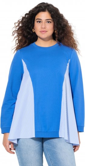 Ulla Popken Pinstripe Gore Long Sleeve Sweatshirt Peacock Blue - Puloverji & jopice - 