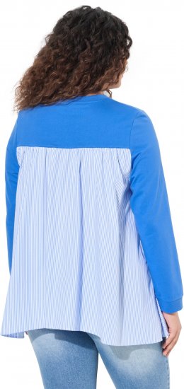 Ulla Popken Pinstripe Gore Long Sleeve Sweatshirt Peacock Blue - Puloverji & jopice - 