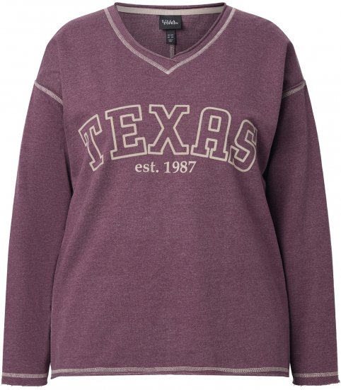 Ulla Popken Texas Contrast Stitching Sweatshirt Dark Ruby - Puloverji & jopice - 