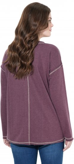 Ulla Popken Texas Contrast Stitching Sweatshirt Dark Ruby - Puloverji & jopice - 
