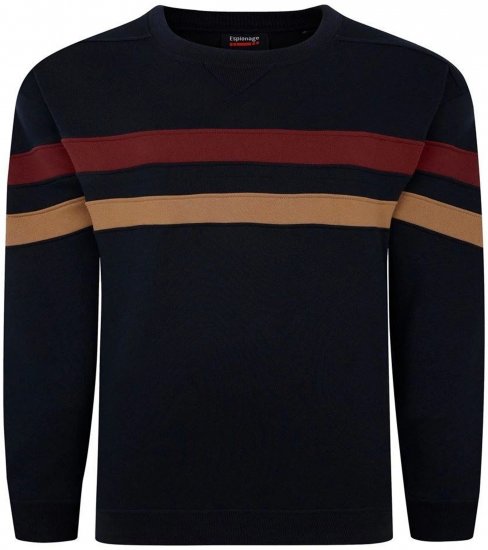 Espionage LW163 Striped Sweatshirt Navy - Puloverji & jopice - Moški Puloverji & Jopice za Močnejše Postave
