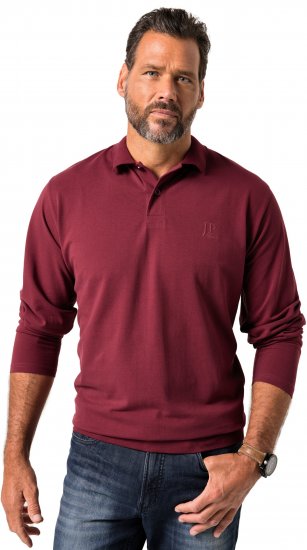 JP1880 Polo Shirt Pique Long Sleeve Red - Polo majice - Moške Polo Majice za Močnejše Postave