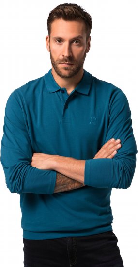 JP1880 Polo Shirt Long Sleeve Blue - Polo majice - Moške Polo Majice za Močnejše Postave