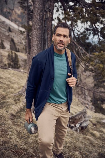 JP1880 Sweat Jacket Shawl Collar Navy - Puloverji & jopice - Moški Puloverji & Jopice za Močnejše Postave