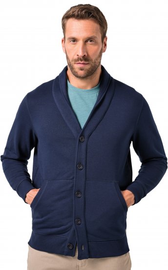 JP1880 Sweat Jacket Shawl Collar Navy - Puloverji & jopice - Moški Puloverji & Jopice za Močnejše Postave