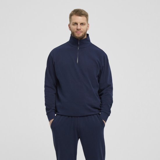 North Latitude Denim Half-Zip Sweatshirt Navy Blue TALL - TALL puloverji - 