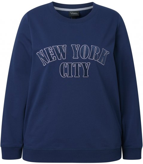 Ulla Popken NYC Embroidered Long Sleeve Sweatshirt Ink Blue - Puloverji & jopice - 