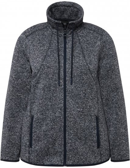 Ulla Popken Heather Knit Fleece Jacket Navy - Puloverji & jopice - 