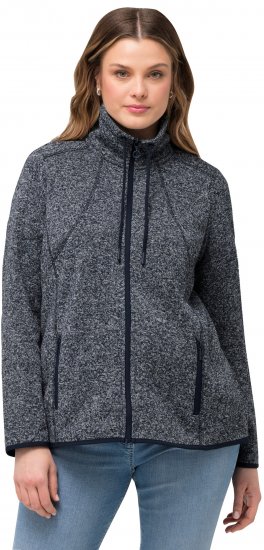 Ulla Popken Heather Knit Fleece Jacket Navy - Puloverji & jopice - 