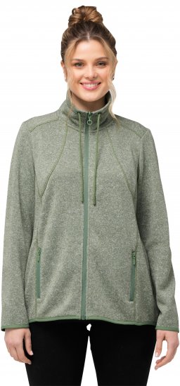 Ulla Popken Heather Knit Fleece Jacket Mint Green - Puloverji & jopice - 