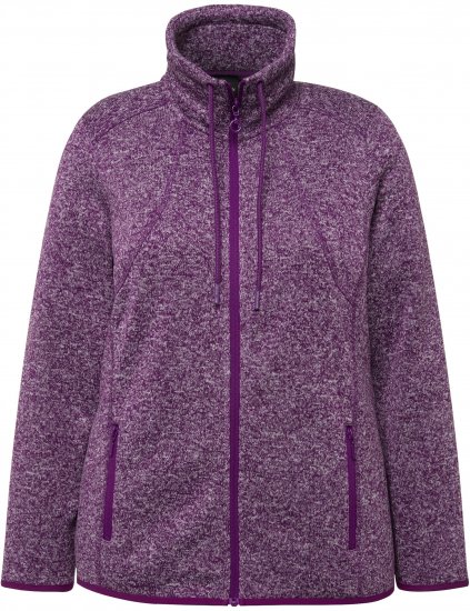 Ulla Popken Heather Knit Fleece Jacket Dark Purple - Puloverji & jopice - 