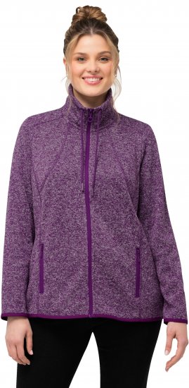 Ulla Popken Heather Knit Fleece Jacket Dark Purple - Puloverji & jopice - 