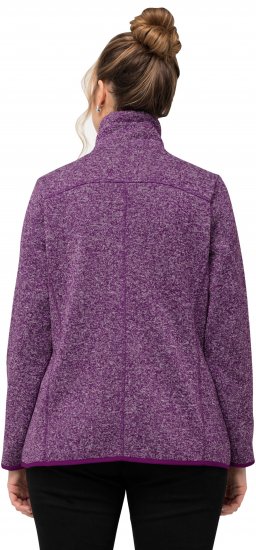 Ulla Popken Heather Knit Fleece Jacket Dark Purple - Puloverji & jopice - 