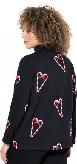 Ulla Popken Candy Cane Graphic Sweatshirt Black - Puloverji & jopice - 